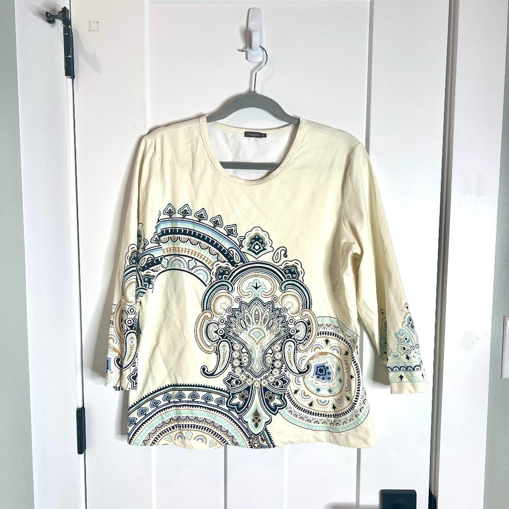 J. McLaughlin Catalina Cloth Top Bohemian Print Nylon Spandex Blend Summer XL